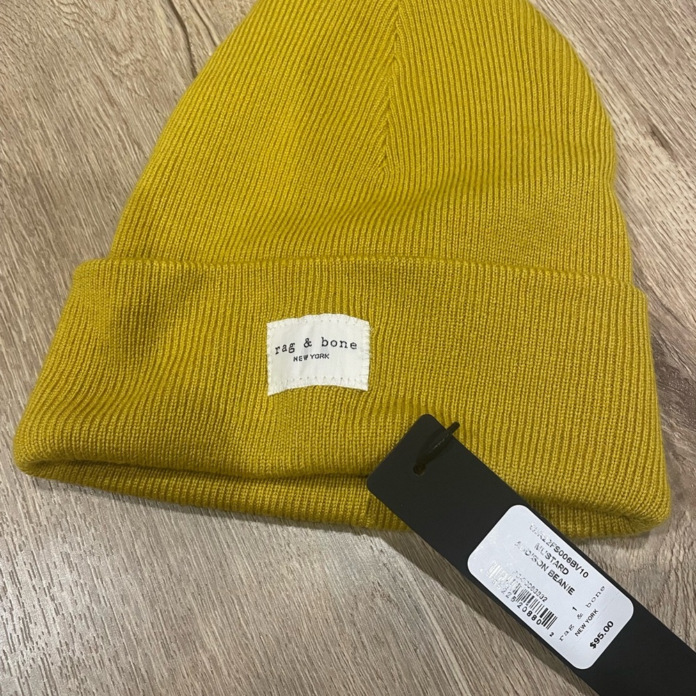 Rag & Bone Mustard Knit Beanie